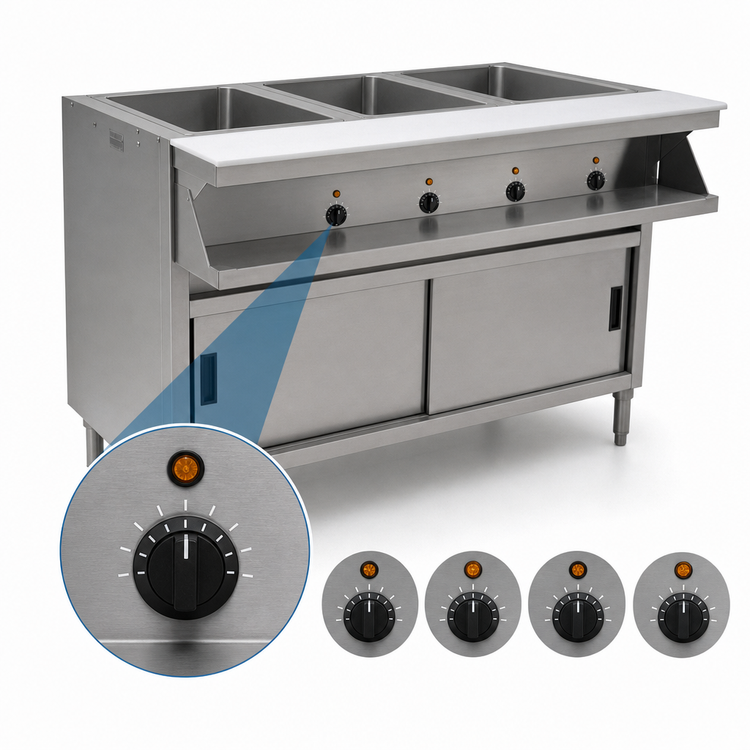 Product image #4 for Spec-Master SHT4CB-208-3 Four Well Electric Sealed Hot Food Table with Sliding Doors