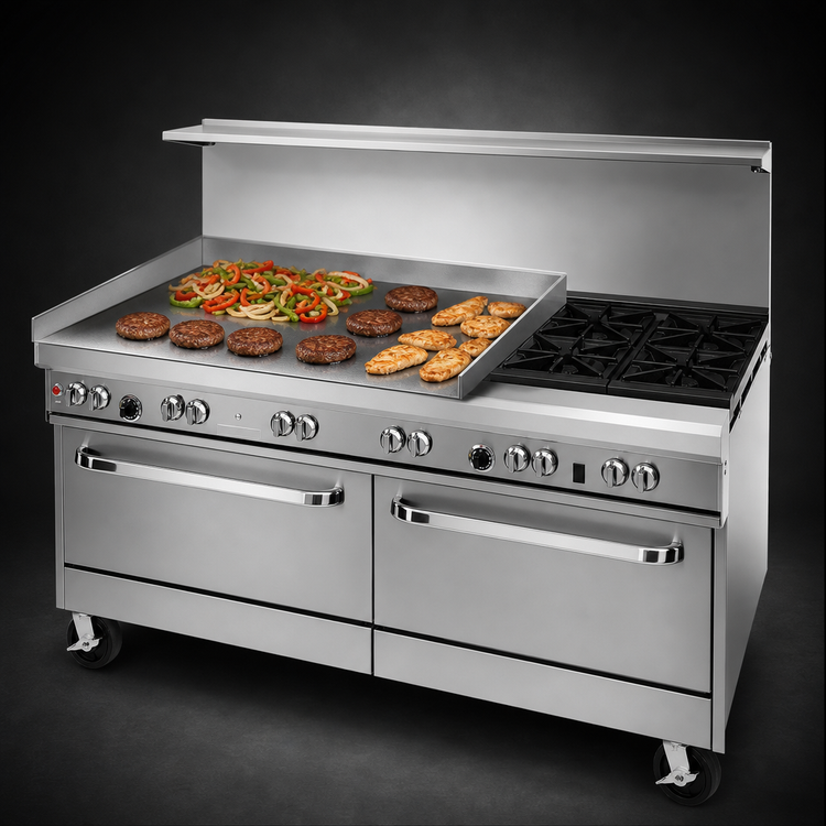 Product image #4 for Southbend Ultimate 60-Inch Gas Restaurant Range with 2 Open Burners, 48-Inch Griddle, Convection Oven and Cabinet Base