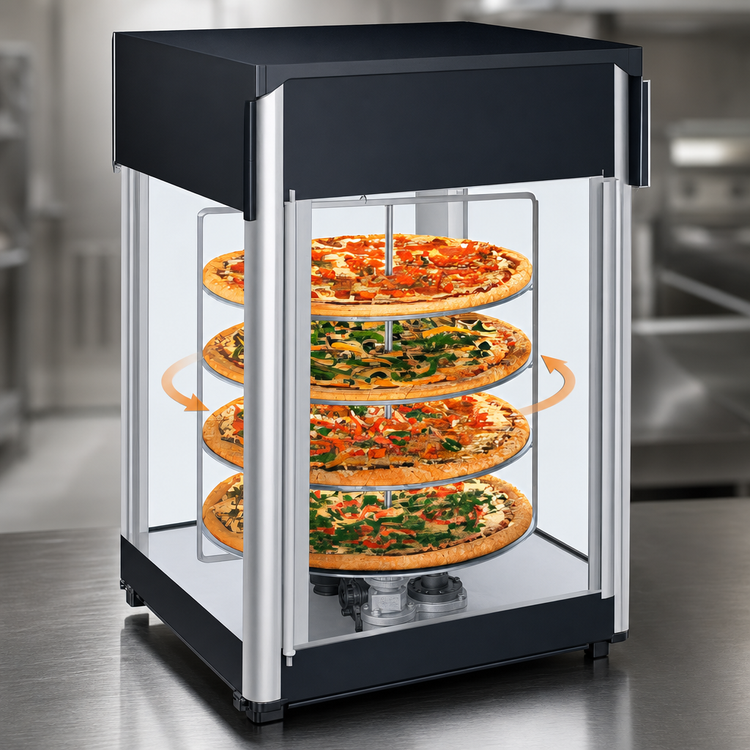 Product image #4 for Hatco Flav-R-Fresh Pass-Through Countertop Hot Food Display Cabinet, 2-Door, 4-Tier Rotating Rack, 120V