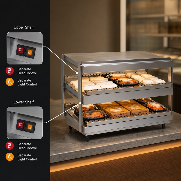 Product image #4 for Nemco 18-Inch Countertop Hot Food Shelf Merchandiser with Dual Shelves