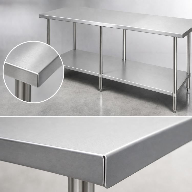 Product image #4 for Thunder Group 24 x 84-Inch Flat Top Stainless Steel Work Table with Adjustable Undershelf and 6 Legs
