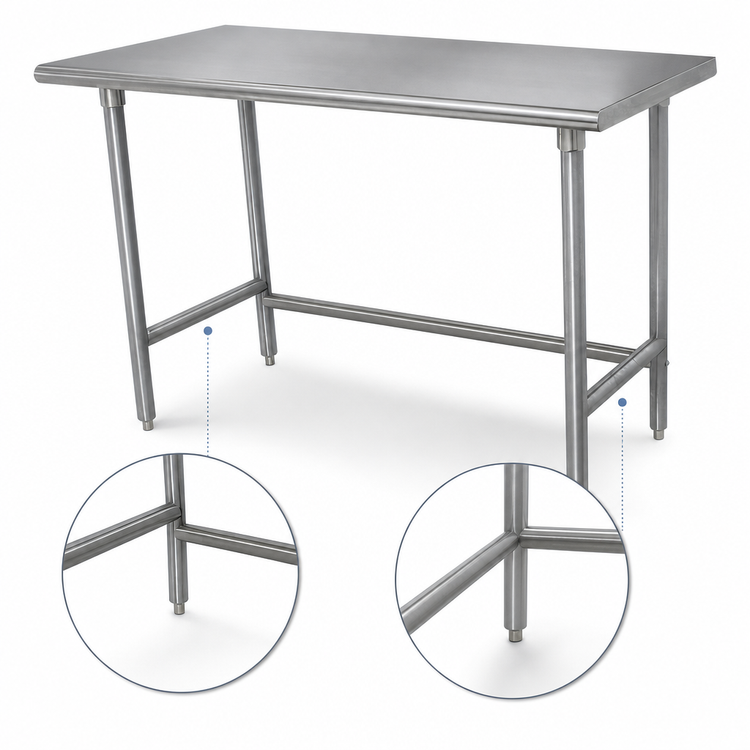 Product image #4 for Advance Tabco Stainless Steel Work Table, 108-Inch x 36-Inch, 16-Gauge 304 Top, Open Base