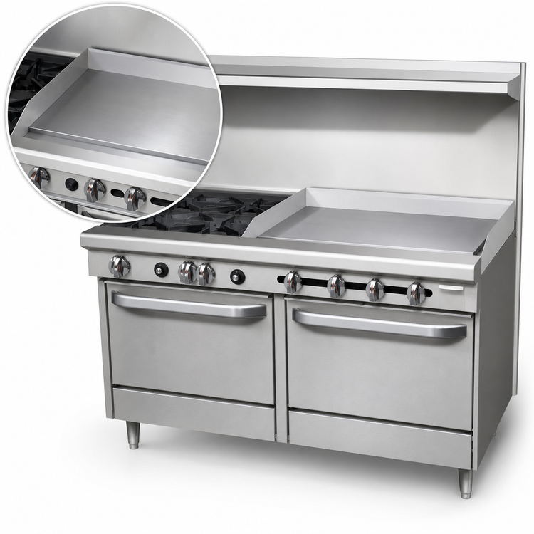 Product image #4 for Southbend S-Series 60-Inch Gas Restaurant Range with 4 Open Burners, 36-Inch Griddle, Convection Oven, and Cabinet Base