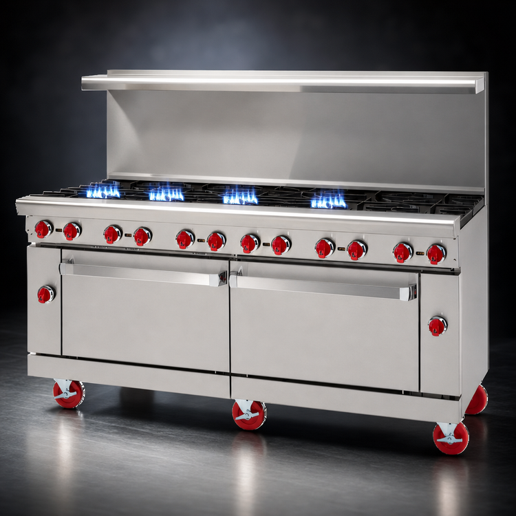 Product image #4 for American Range 72-Inch Gas Restaurant Range with 48-Inch Griddle, 4 Open Burners, Convection Oven, and Standard Oven