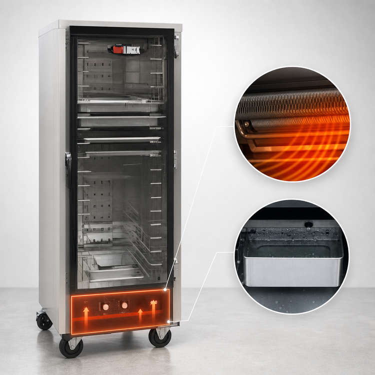 Product image #4 for hotLOGIX HL4-14 3/4 Height Humidified Holding Cabinet / Heater Proofer with Glass Door and Casters