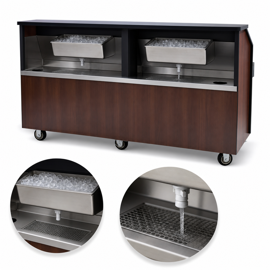 Two Ice Bins With Drains