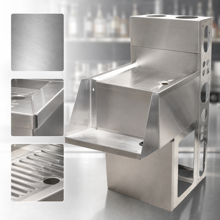 Product image #4 for BK Resources Underbar Stainless Steel Mixing Station with Drainboard Top and Blender Shelf