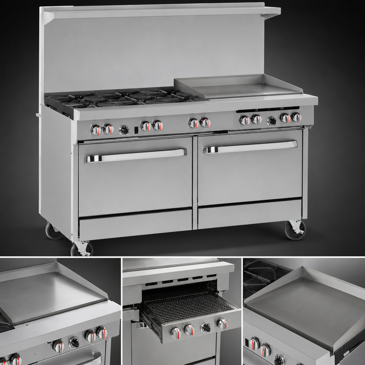 Product image #4 for Southbend S-Series 60-Inch Gas Restaurant Range with 6 Open Burners, 24-Inch Raised Griddle/Broiler, Standard Oven and Cabinet Base