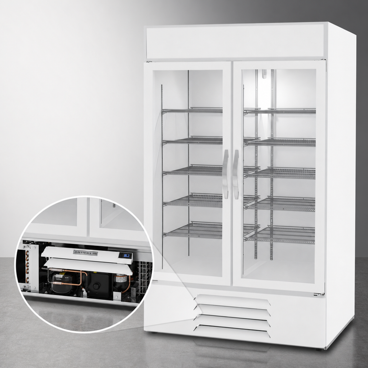 Product image #4 for Beverage-Air MarketMax 47-Inch Two-Section Reach-In Wine Merchandiser, 40.2 Cu. Ft., Self-Contained Bottom-Mount, White Exterior