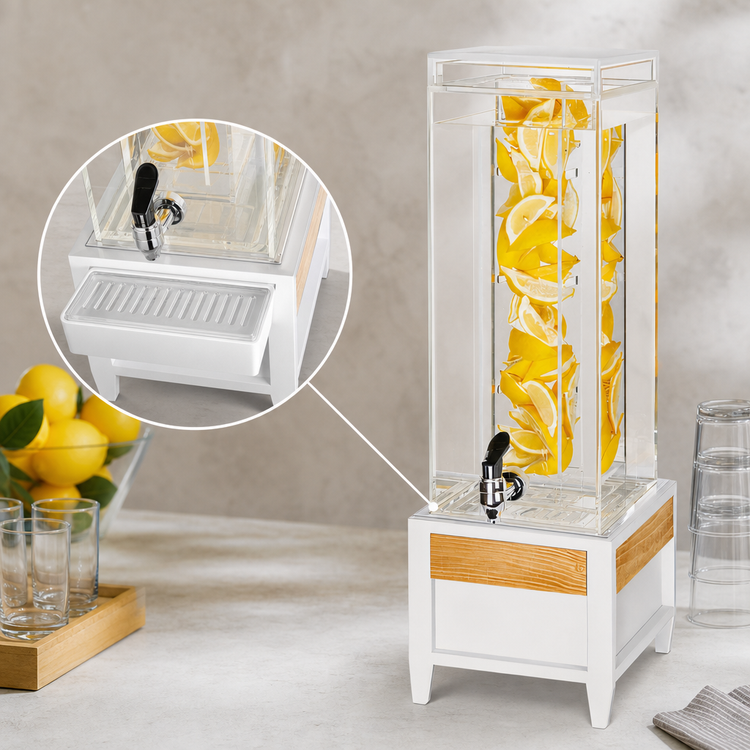 Product image #4 for Cal-Mil Monterey 3 Gallon White Beverage Dispenser with Infusion Chamber and Drip Tray