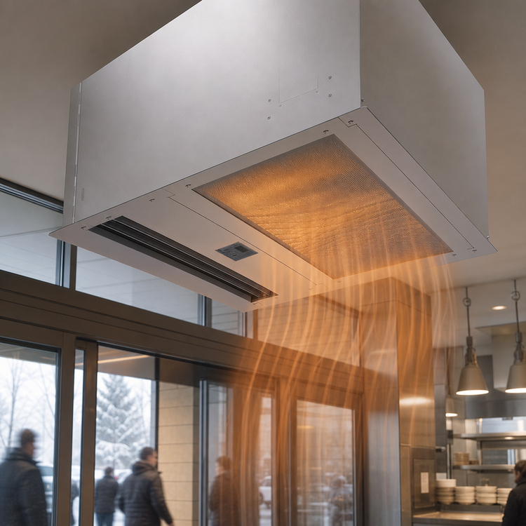 Product image #4 for Berner Architectural Recessed 12 Series Electric Heated Air Curtain, 144 Inch Wide, 4-Motor, 56 kW
