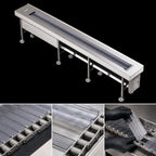 Thumbnail image #4 for Dinex DXIESSB14 14 ft. Variable-Speed Lexan Slat Belt Tray Make-Up Conveyor, Stainless Steel, Dry Operation