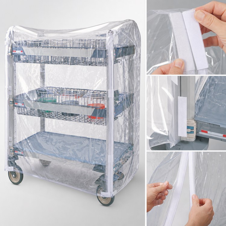 Product image #4 for MetroMax i Clear Vinyl Banquet Cart Cover with Velcro Fastener, 36"W x 62"H