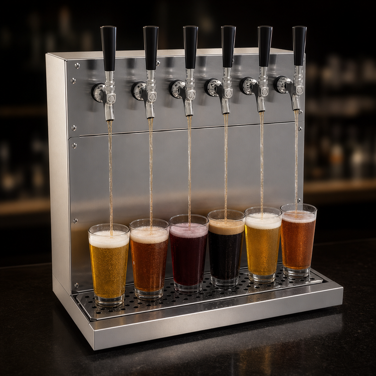 Product image #4 for Glastender 6-Faucet Wall Mount Air-Cooled Draft Dispensing Tower, Stainless Steel