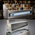 Thumbnail image #4 for Glastender LLDG-54 54-Inch 2-Tier Lighted Liquor Display, Black Vinyl-Clad Steel, LED, for Glass Ice Display Units