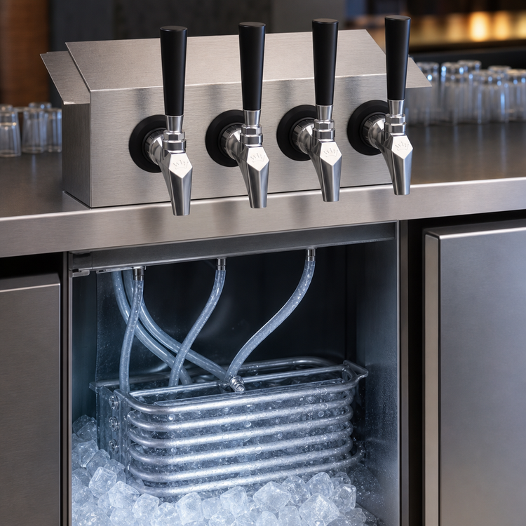Product image #4 for Krowne 4-Faucet Glycol-Cooled Undercounter Beer Tower, 12-Inch Brushed Stainless Steel