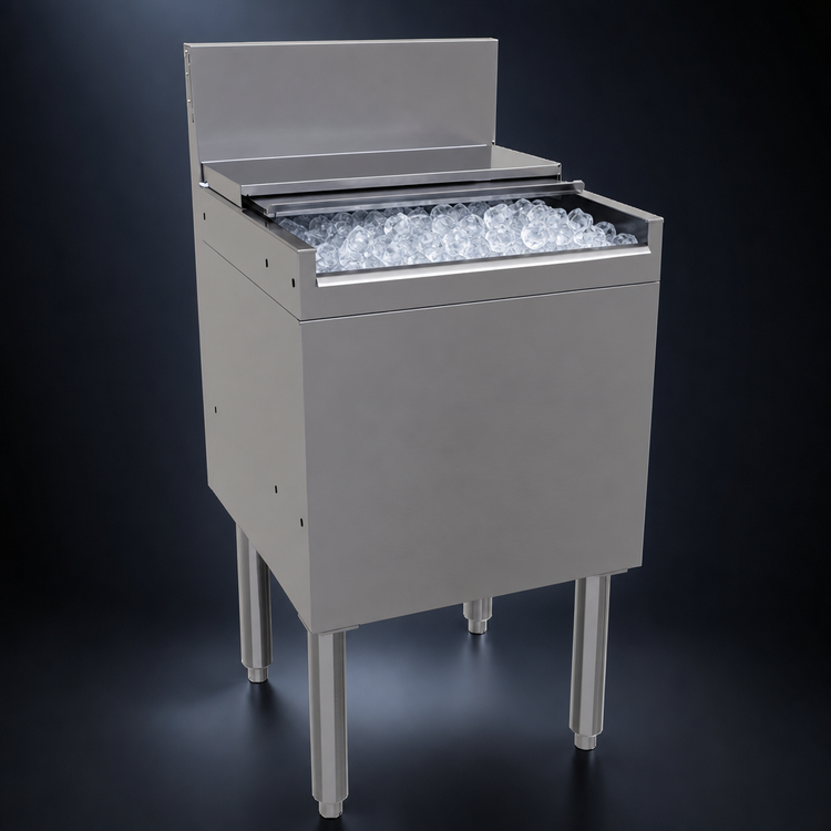 Product image #4 for Glastender Extra Deep Underbar Ice Bin with Sliding Stainless Steel Cover, 18 x 19 Inches, 69 lb Capacity