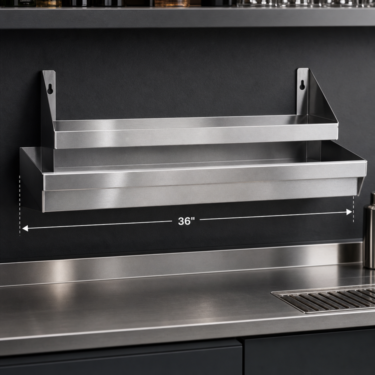 Product image #4 for 36-Inch Double Tier Stainless Steel Speed Rail with Keyhole Mount
