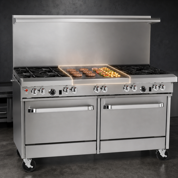 Product image #4 for Southbend Ultimate 60-Inch Gas Restaurant Range with 6 Burners, 24-Inch Griddle, and 2 Convection Ovens