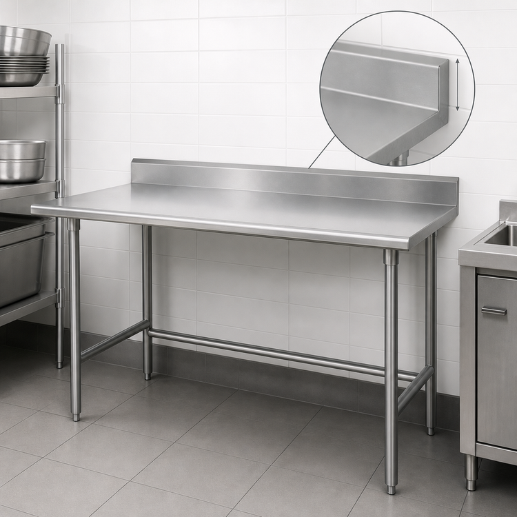 Product image #4 for Advance Tabco Special Value 84-Inch x 30-Inch Open Base Work Table with 5-Inch Backsplash