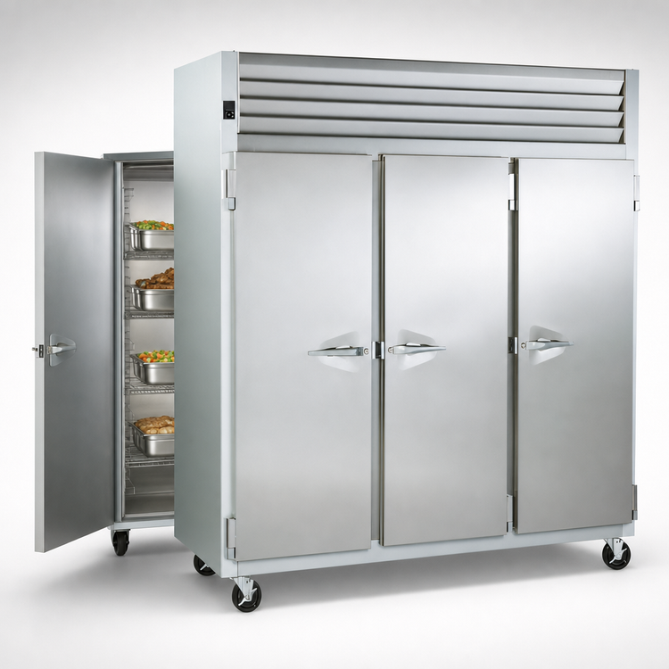 Product image #4 for Traulsen Spec-Line R Series Three-Section Pass-Thru Heated Holding Cabinet, Half-Height Solid Doors, Stainless Steel, 32-Inch Deep