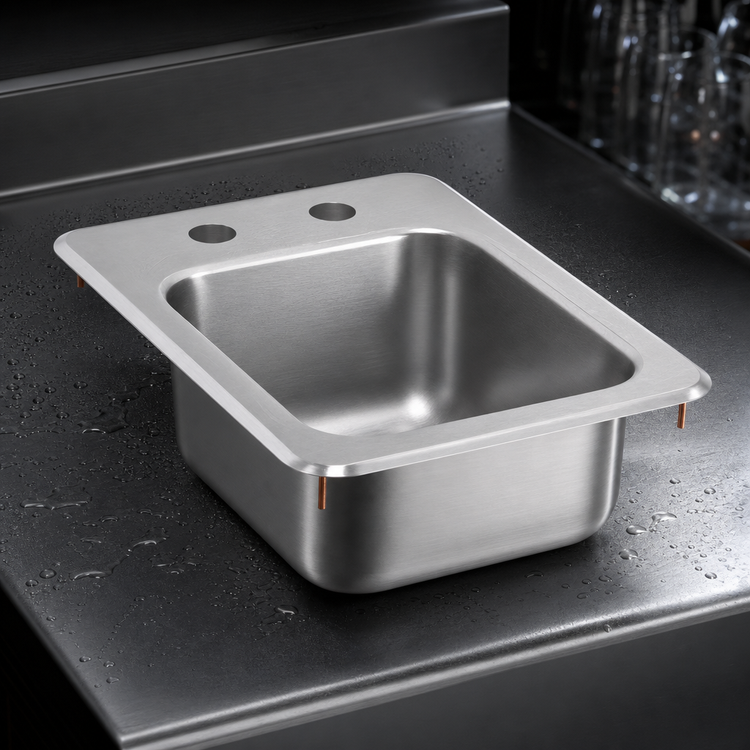 Product image #4 for Vollrath 1734-C Underbar Drop-In Self-Rimming Stainless Steel Sink with Strainer, 10" x 11" Bowl