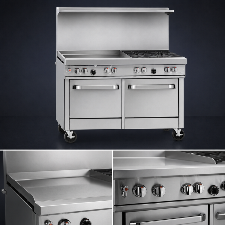 Product image #4 for Southbend Ultimate 48-Inch Gas Restaurant Range with 2 Star/Sauté Burners, 36-Inch Thermostatic Griddle, Convection Oven, and Cabinet Base