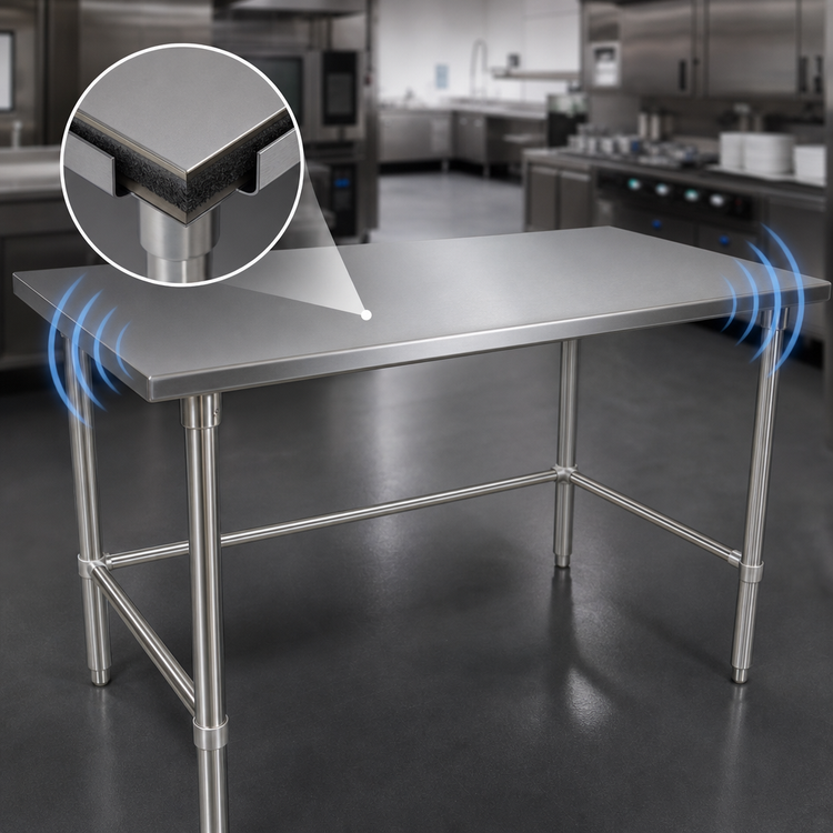Product image #4 for John Boos 16-Gauge Stainless Steel Flat Top Work Table with Stallion Safety Edge, 84 x 48 Inches