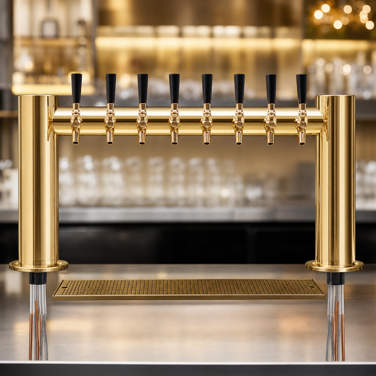 Product image #4 for Metropolis H Series Countertop Glycol-Cooled 8-Faucet Draft Beer Tower with PVD Brass Finish