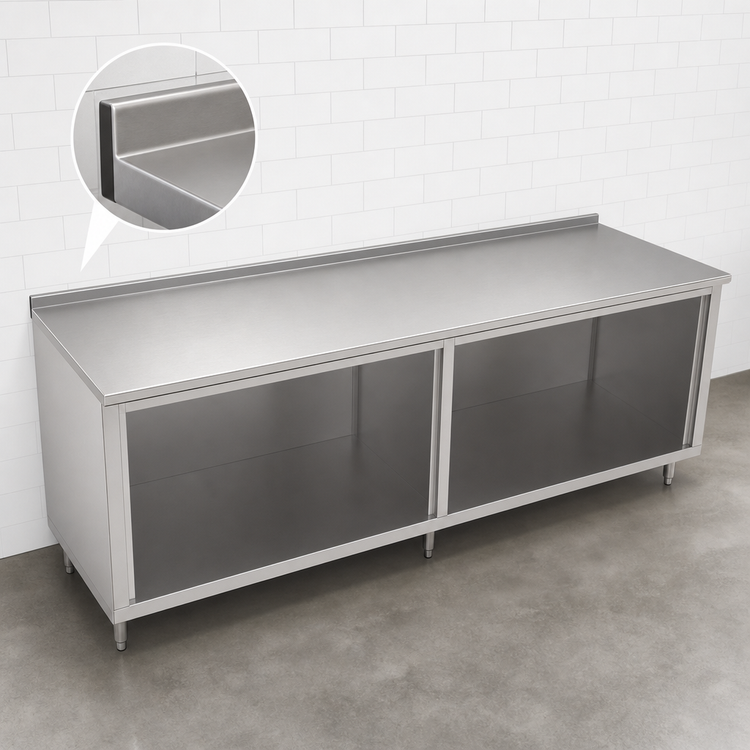 Product image #4 for John Boos 96" x 36" Open Front Modular Base Work Table with 16-Gauge Stainless Steel Top and 1-1/2" Rear Riser