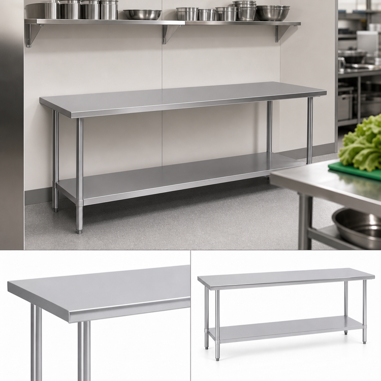 Product image #4 for Duke 144-Inch Stainless Steel Work Table with Undershelf, 30-Inch Deep, Without Backsplash