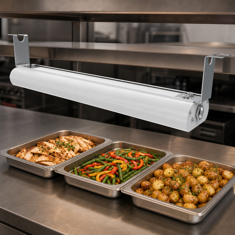 Product image #4 for Vollrath 48-Inch Low Profile Unlighted Strip Heat Lamp with Aluminum Housing, White Hammer Powder Coat, 120V