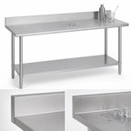 Thumbnail image #4 for Duke Manufacturing 314-30108-5R 108-Inch 14-Gauge 300 Series Stainless Steel Underbar Work Table with 5-Inch Riser and Galvanized Undershelf