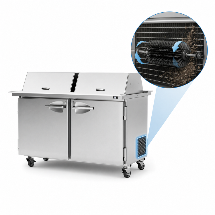 Product image #4 for Turbo Air PRO Series Mega Top Dual-Sided Lid Sandwich/Salad Prep Table, 2-Section, Rear-Mount Compressor, 24-Pan, 19 Cu. Ft.