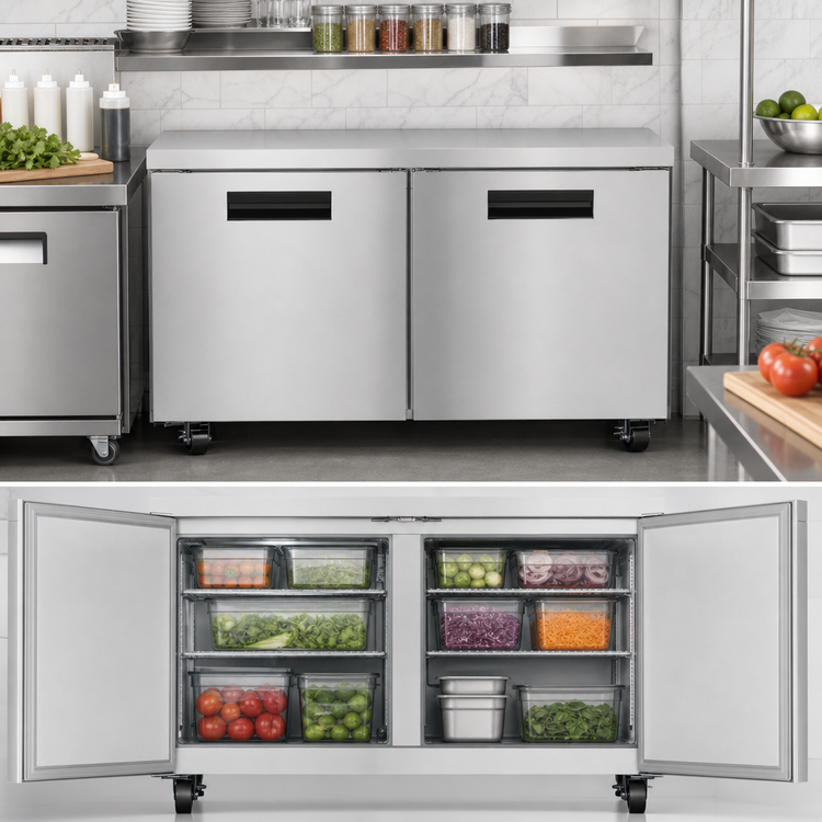 Product image #4 for Hoshizaki Steelheart UR60B 60-Inch Two-Section Undercounter Reach-In Refrigerator