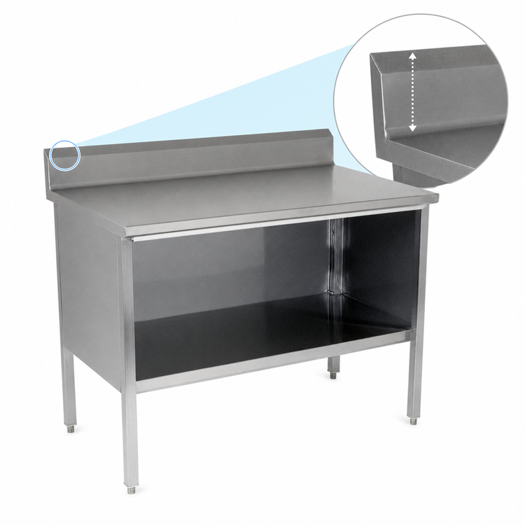Product image #4 for John Boos Open Front Enclosed Base Work Table, 108 x 24 Inch, 14-Gauge Stainless Steel Top