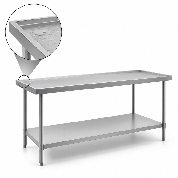 Product image #4 for Spec-Master Marine Series 108"W x 48"D Stainless Steel Work Table with Marine Edge