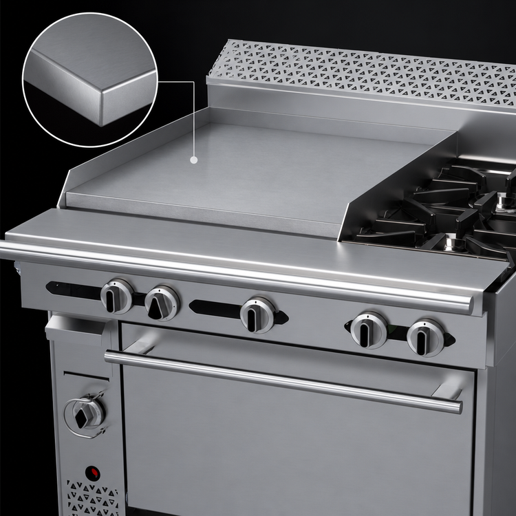 Product image #4 for Garland Cuisine 36-Inch Heavy Duty Gas Combination Top Range with 24-Inch Left Griddle, 2 Right Open Burners, and Standard Oven