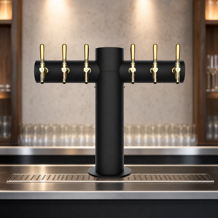 Product image #4 for Micro Matic Metropolis T-Style 6-Faucet Glycol-Cooled Draft Beer Tower with Kool-Rite Module, Matte Black
