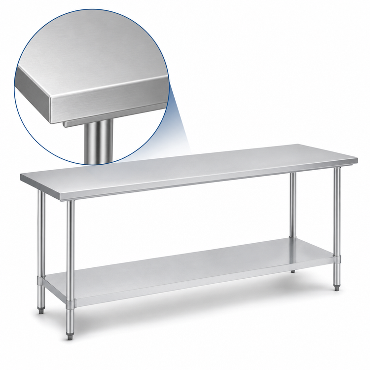 Product image #4 for Duke 84-Inch x 24-Inch Stainless Steel Work Table with Undershelf, 36-Inch High