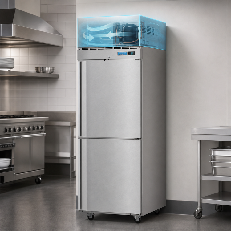Product image #4 for Hoshizaki Steelheart One-Section Reach-In Refrigerator with Half-Height Solid Left-Hinged Doors, 23.1 Cu. Ft.