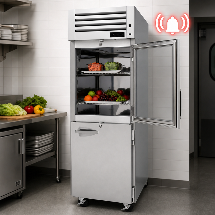 Product image #4 for Turbo Air PRO Series Stainless Steel One-Section Reach-In Refrigerator, 25.15 Cu. Ft., Combination Glass/Solid Half Doors, Top-Mount Self-Contained