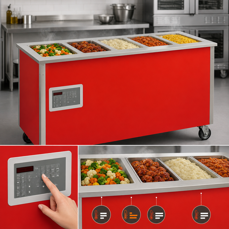 Product image #4 for Vollrath 4-Series Signature Server 5-Well Mobile Hot Food Serving Counter with Stainless Steel Top