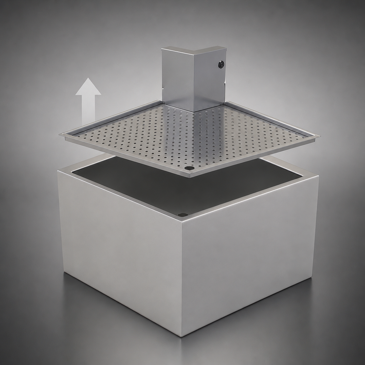 Product image #4 for Glastender Underbar Outside Wedge Corner Drainboard, 75° Angle, 19-Inch Deep, No Legs, Stainless Steel