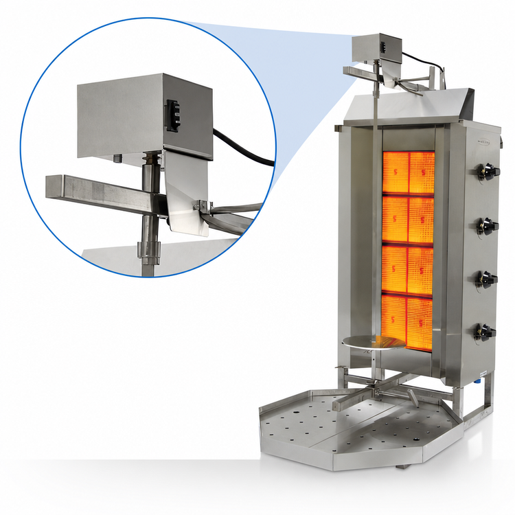 Product image #4 for Eurodib VGB4 Vertical Gas Gyro Broiler, 4 Double Burners, 176 lb Capacity, Natural Gas / LP Convertible