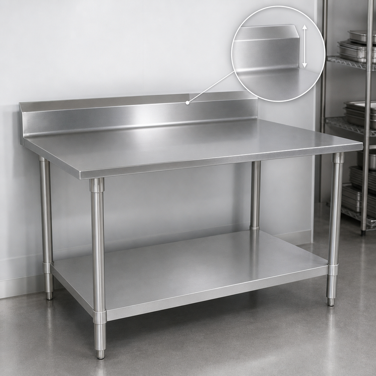 Product image #4 for John Boos Stallion 108-Inch x 24-Inch Stainless Steel Work Table with 5-Inch Backsplash and Adjustable Undershelf