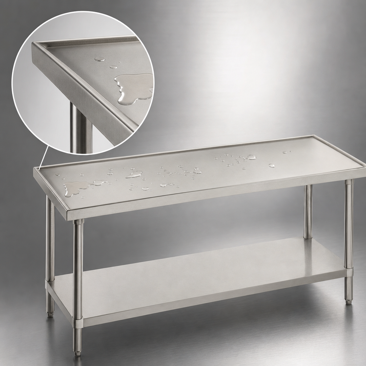 Product image #4 for Advance Tabco 84 Inch x 30 Inch 14-Gauge 304 Stainless Steel Flat Top Work Table with Adjustable Galvanized Undershelf