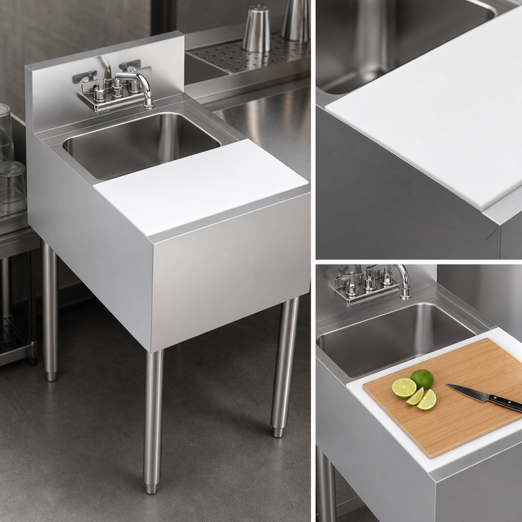 Product image #4 for Krowne Royal Series 18-Inch Underbar Speed Station with Speed Rinser and Cutting Board