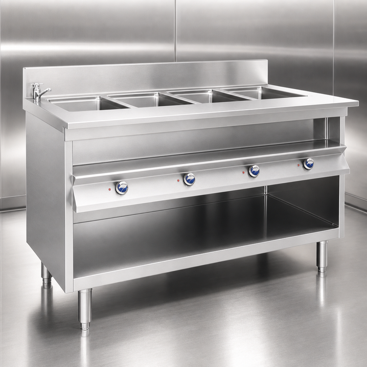 Product image #4 for La Rosa 48-Inch x 32-Inch Electric Modular Hot Food Table with 3 Wet/Dry Wells and Open Cabinet Base
