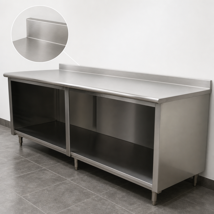 Product image #4 for Advance Tabco Special Value Economy 84" x 24" Stainless Steel Open Base Work Table with 5" Backsplash